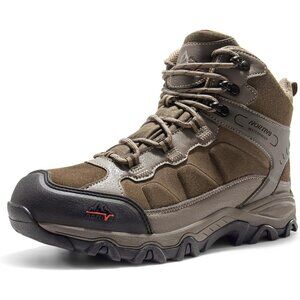NORTIV 8 Men's Waterproof Hiking Boots Mid Trekking Mountaineering Shoes Coffee